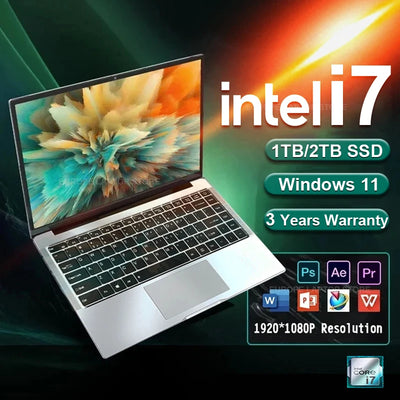 2024 Ultra Slim i7 Laptop Computer PC 14.1" intel Core i7-7500U Laptops 12GB RAM 1TB 2TB SSD Portable Laptop Notebook Windows 11