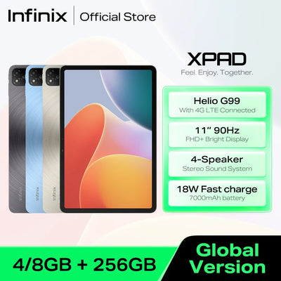 infinix XPAD 256GB Android Tablet 11" FHD+ Bright 90Hz Display Helio G99 Processor Pad 4G LTE Connected Folax Voice Assistant