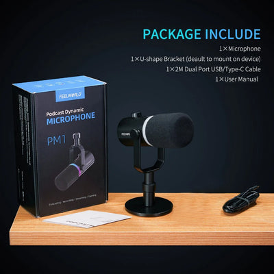 FEELWORLD PM1 Dynamic Microphone for Podcasting Recording