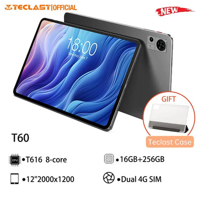 Teclast T60 2024 12" 2K Tablet Android 13 2000x1200 20GB RAM 256GB ROM UNISOC T616 Octa Core 4G Network Type-C 18W Fast Charging