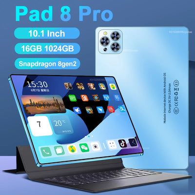 Original Pad 8 Pro Tablet 10.1 inch Android 13 Snapdragon 8gen2 Global 16GB+1024GB 10000mah 5G Dual SIM WIFI HD Full Screen