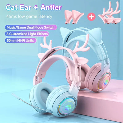 Cute Antlers/Cat Ear Wireless Bluetooth Headphone