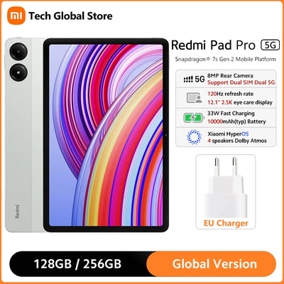 Xiaomi Redmi Pad Pro 5G Global Version 256GB Snapdragon® 7s Gen 2 Processor 12.1" 120Hz 2.5K Display 10000mAh Battery Mi Tablets